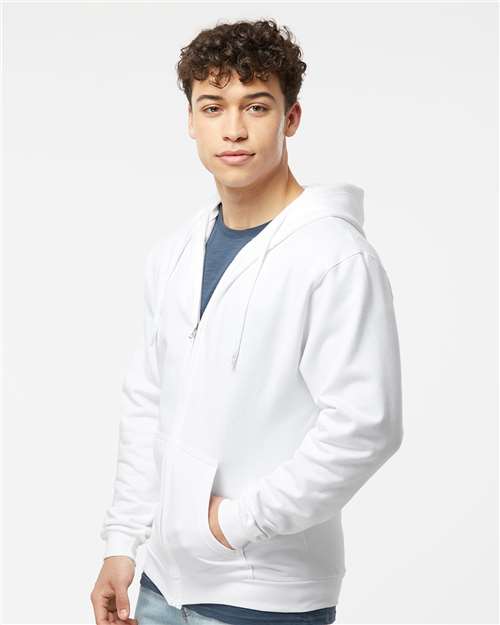 Tultex 331 Unisex Full-Zip Hooded Sweatshirt - White - model side