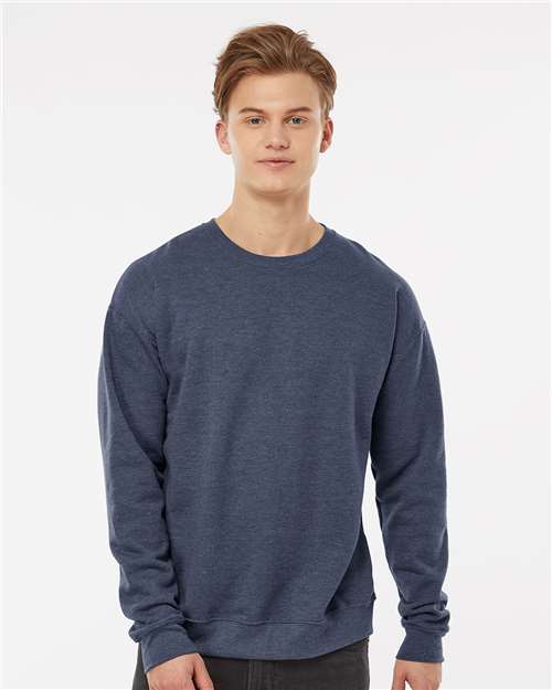 Tultex 340 Unisex Fleece Crewneck Sweatshirt - Heather Denim - model front