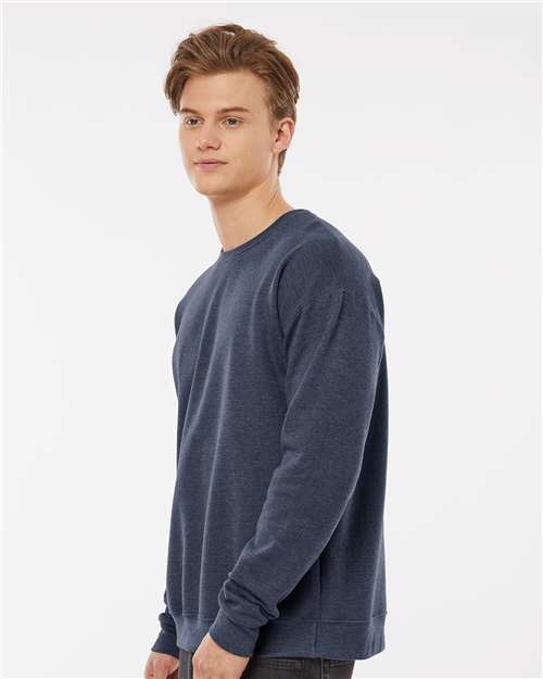 Tultex 340 Unisex Fleece Crewneck Sweatshirt - Heather Denim - model side