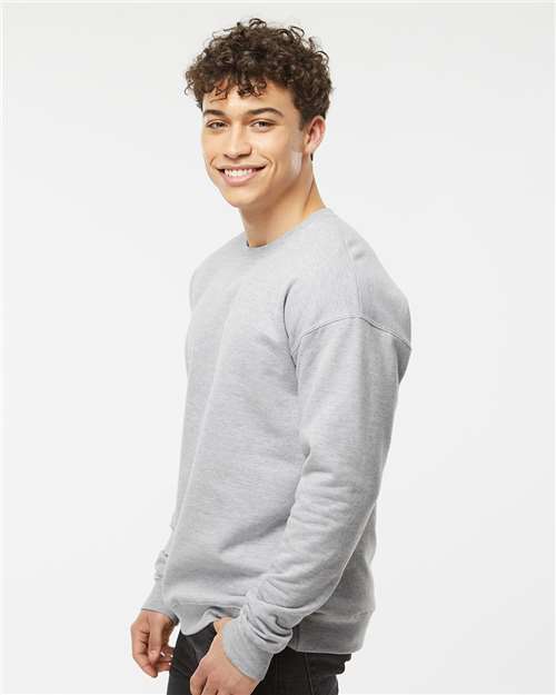 Tultex 340 Unisex Fleece Crewneck Sweatshirt - Heather Grey - model side