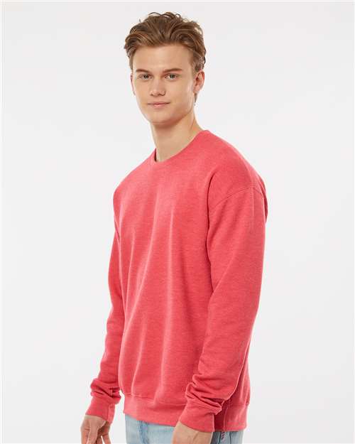 Tultex 340 Unisex Fleece Crewneck Sweatshirt - Heather Red - model side
