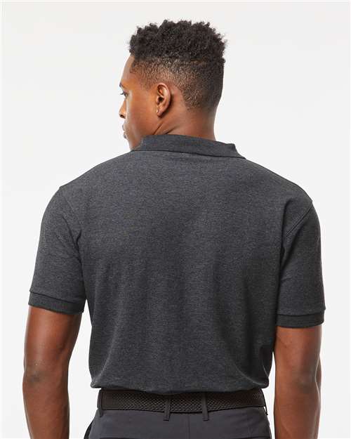 Tultex 400 Men's 50/50 Sport Pique Polo - Heather Charcoal - model back