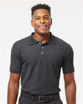 Tultex 400 Men's 50/50 Sport Pique Polo - Heather Charcoal - model front