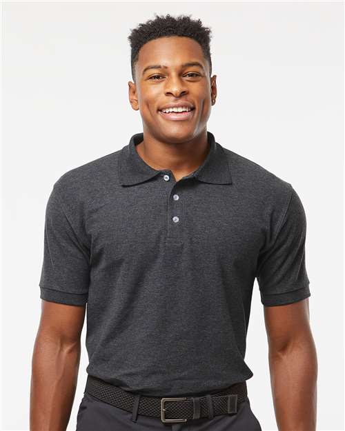 Tultex 400 Men's 50/50 Sport Pique Polo - Heather Charcoal - model front