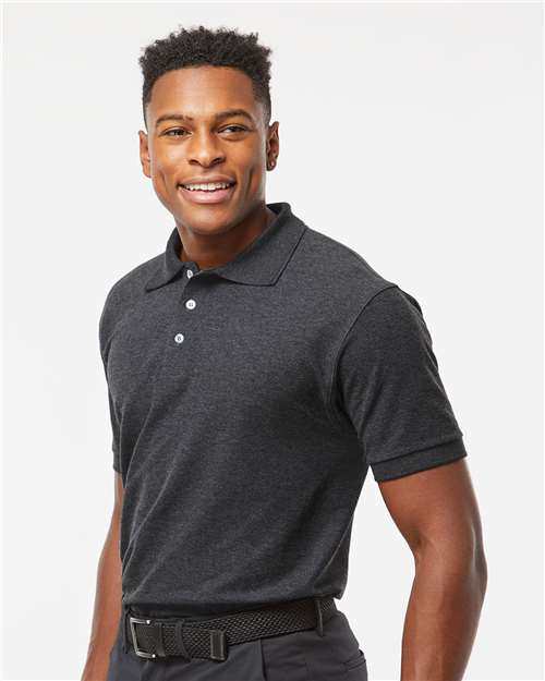 Tultex 400 Men's 50/50 Sport Pique Polo - Heather Charcoal - model side