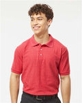 Tultex 400 Men's 50/50 Sport Pique Polo - Heather Red - model front