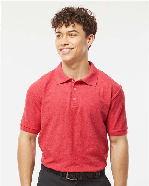 Tultex 400 Men's 50/50 Sport Pique Polo - Heather Red - model front