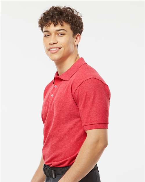 Tultex 400 Men's 50/50 Sport Pique Polo - Heather Red - model side