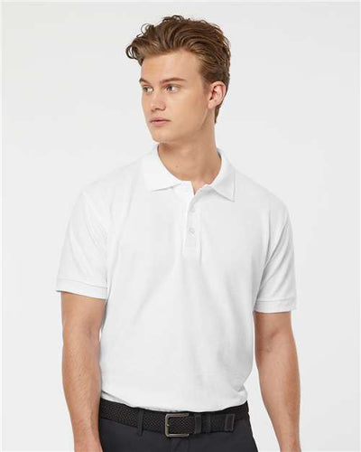 Tultex 400 Men's 50/50 Sport Pique Polo - White - model front
