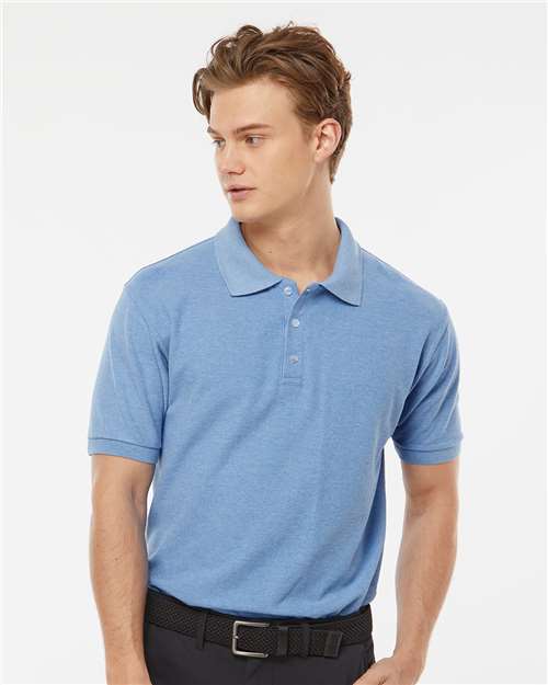 Tultex 400 Men's 50/50 Sport Pique Polo - Heather Light Blue - model front