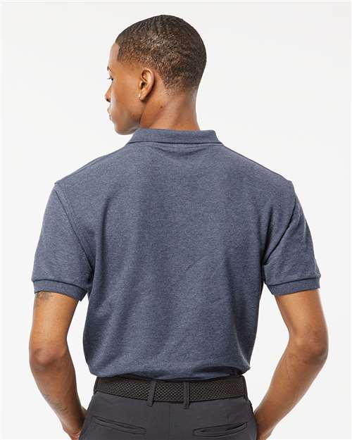 Tultex 400 Men's 50/50 Sport Pique Polo - Heather Navy - model back