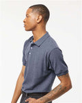 Tultex 400 Men's 50/50 Sport Pique Polo - Heather Navy - model side