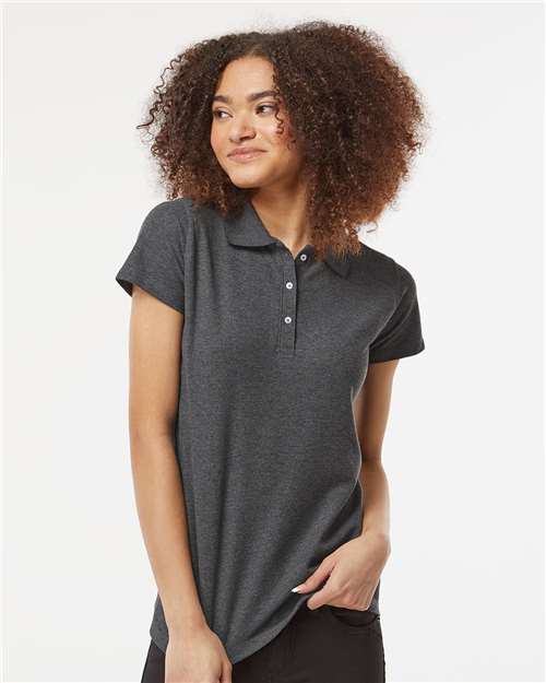 Tultex 401 Women's 50/50 Sport Pique Polo - Heather Charcoal - model front