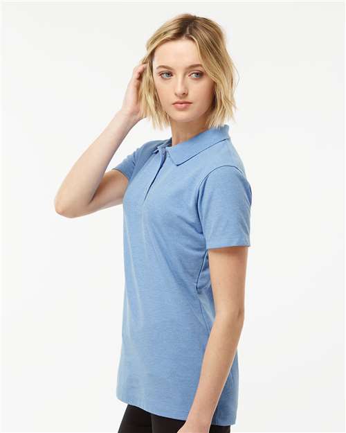 Tultex 401 Women's 50/50 Sport Pique Polo - Heather Light Blue - model side