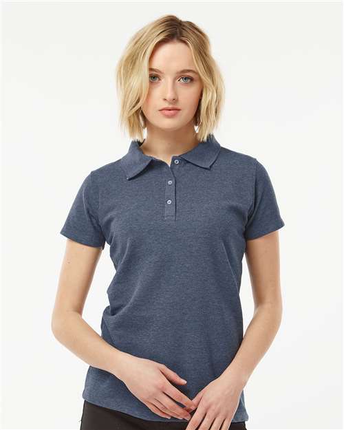 Tultex 401 Women's 50/50 Sport Pique Polo - Heather Navy - model front