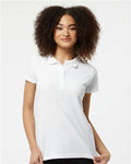 Tultex 401 Women's 50/50 Sport Pique Polo - White - model front