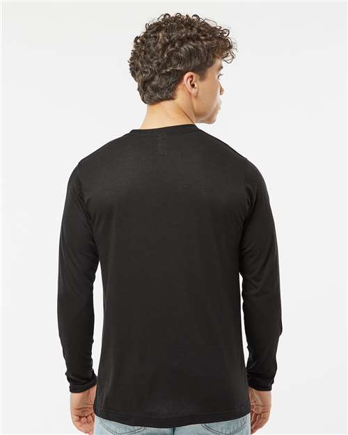 Tultex 242 Unisex Poly-Rich Long Sleeve T-Shirt - Black - model back