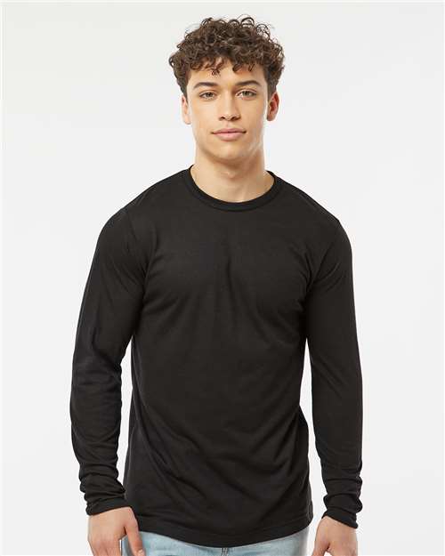 Tultex 242 Unisex Poly-Rich Long Sleeve T-Shirt - Black - model front