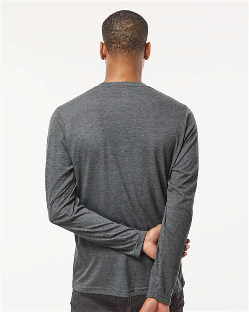 Tultex 242 Unisex Poly-Rich Long Sleeve T-Shirt - Heather Charcoal - model back