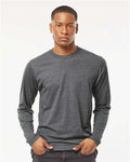 Tultex 242 Unisex Poly-Rich Long Sleeve T-Shirt - Heather Charcoal - model front