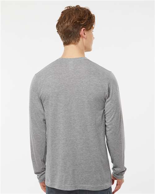 Tultex 242 Unisex Poly-Rich Long Sleeve T-Shirt - Heather Grey - model back