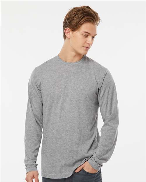 Tultex 242 Unisex Poly-Rich Long Sleeve T-Shirt - Heather Grey - model front