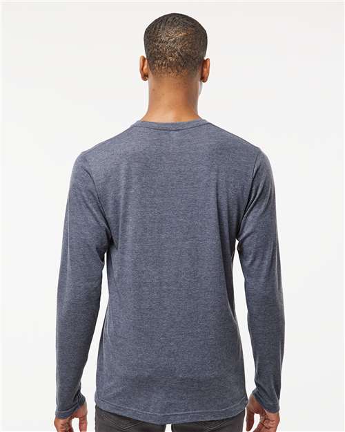 Tultex 242 Unisex Poly-Rich Long Sleeve T-Shirt - Heather Navy - model back