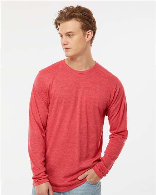 Tultex 242 Unisex Poly-Rich Long Sleeve T-Shirt - Heather Red - model front