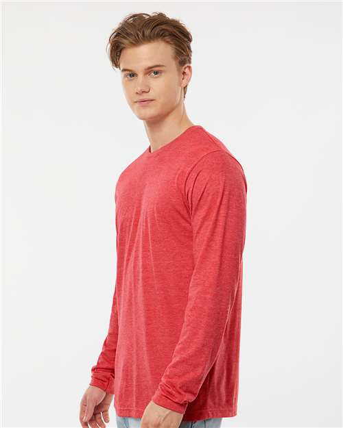 Tultex 242 Unisex Poly-Rich Long Sleeve T-Shirt - Heather Red - model side