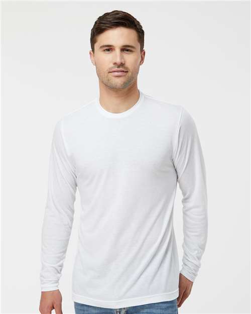 Tultex 242 Unisex Poly-Rich Long Sleeve T-Shirt - White - model front