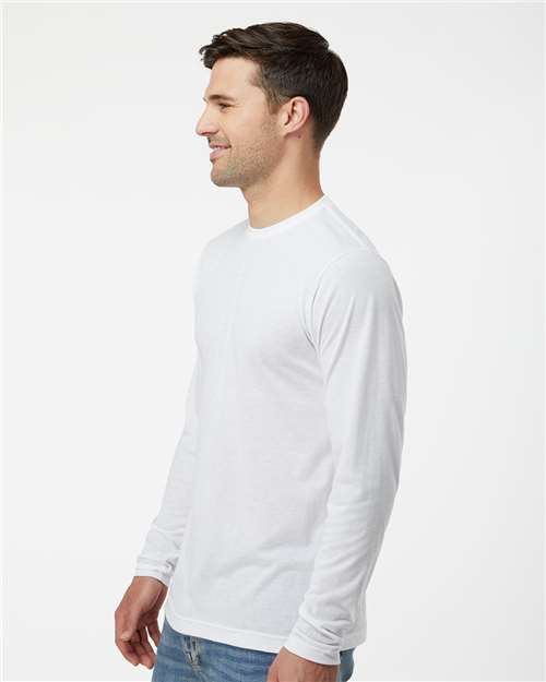 Tultex 242 Unisex Poly-Rich Long Sleeve T-Shirt - White - model side