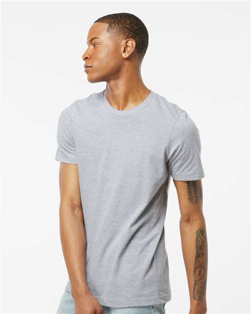 Tultex 502 Men's Premium Cotton T-Shirt - Heather Grey - model side