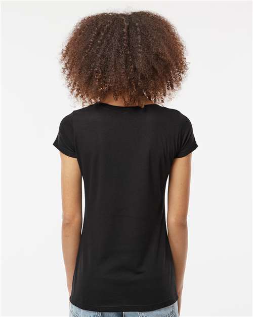 Tultex 243 Women's Poly-Rich Scoop Neck T-Shirt - Black - model back
