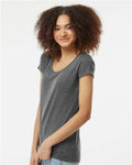 Tultex 243 Women's Poly-Rich Scoop Neck T-Shirt - Heather Charcoal - model side