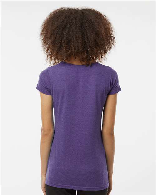 Tultex 243 Women's Poly-Rich Scoop Neck T-Shirt - Heather Purple - model back