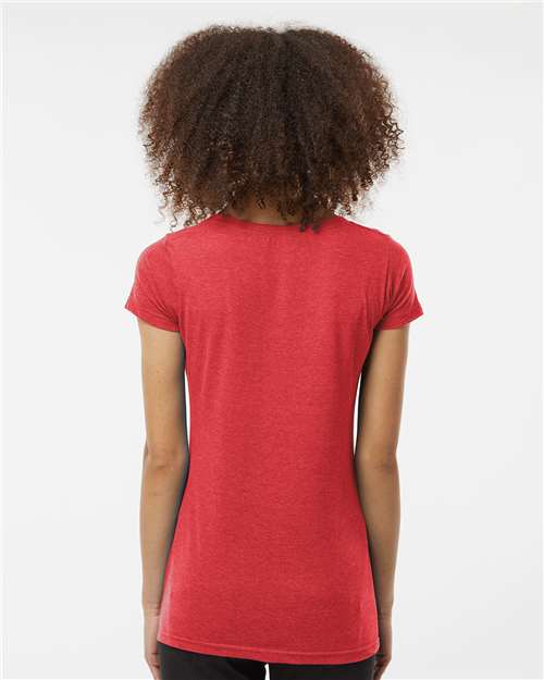 Tultex 243 Women's Poly-Rich Scoop Neck T-Shirt - Heather Red - model back