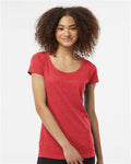Tultex 243 Women's Poly-Rich Scoop Neck T-Shirt - Heather Red - model front