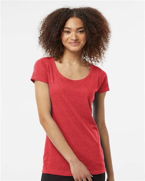 Tultex 243 Women's Poly-Rich Scoop Neck T-Shirt - Heather Red - model front