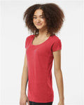 Tultex 243 Women's Poly-Rich Scoop Neck T-Shirt - Heather Red - model side