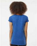 Tultex 243 Women's Poly-Rich Scoop Neck T-Shirt - Heather Royal - model back
