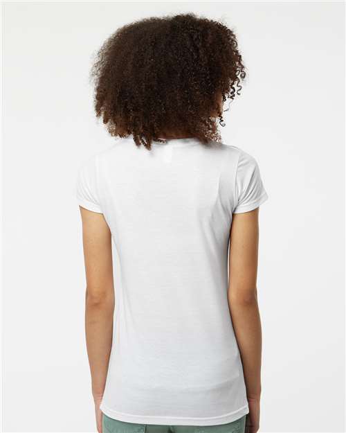 Tultex 243 Women's Poly-Rich Scoop Neck T-Shirt - White - model back