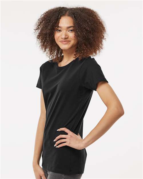 Tultex 516 Women's Premium Cotton T-Shirt - Black - model side