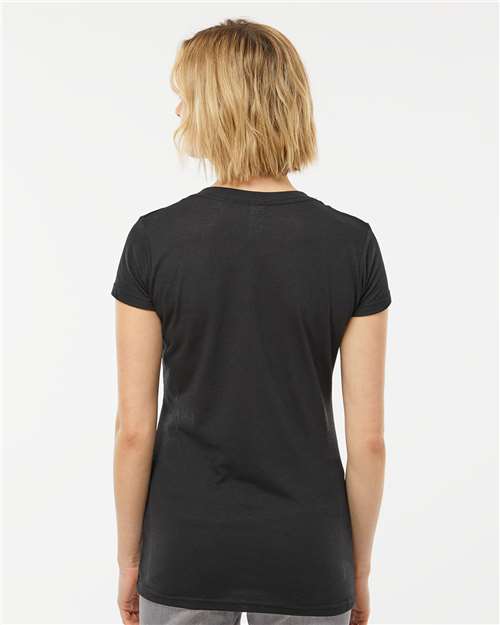 Tultex 244 Women's Poly-Rich V-Neck T-Shirt - Black - model back