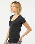 Tultex 244 Women's Poly-Rich V-Neck T-Shirt - Black - model side