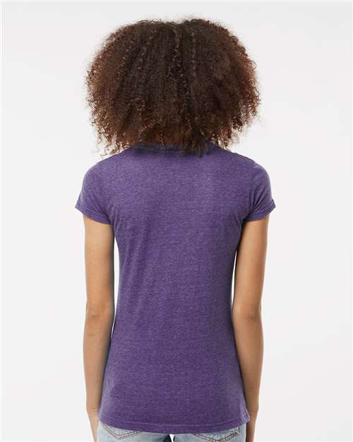 Tultex 244 Women's Poly-Rich V-Neck T-Shirt - Heather Purple - model back