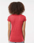 Tultex 244 Women's Poly-Rich V-Neck T-Shirt - Heather Red - model back