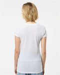 Tultex 244 Women's Poly-Rich V-Neck T-Shirt - White - model back