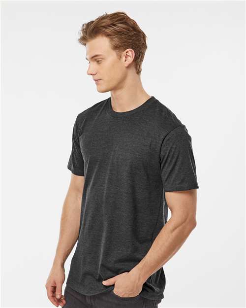 Tultex 541 Men's Premium Cotton Blend T-Shirt - Black Heather - model side