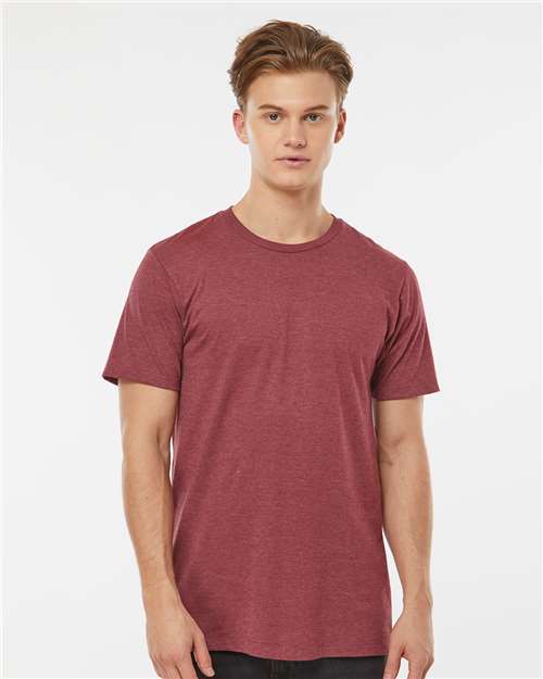 Tultex 541 Men's Premium Cotton Blend T-Shirt - Burgundy Heather - model front