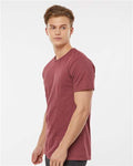 Tultex 541 Men's Premium Cotton Blend T-Shirt - Burgundy Heather - model side